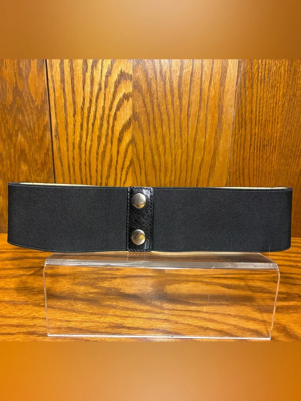 Lodis Leather Stretch Waist Belt Black Wide Cinch Belt Size M/L